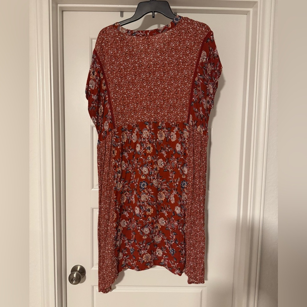 Knox Rose Rust and Blue Floral Midi Dress - Picture 3 of 3